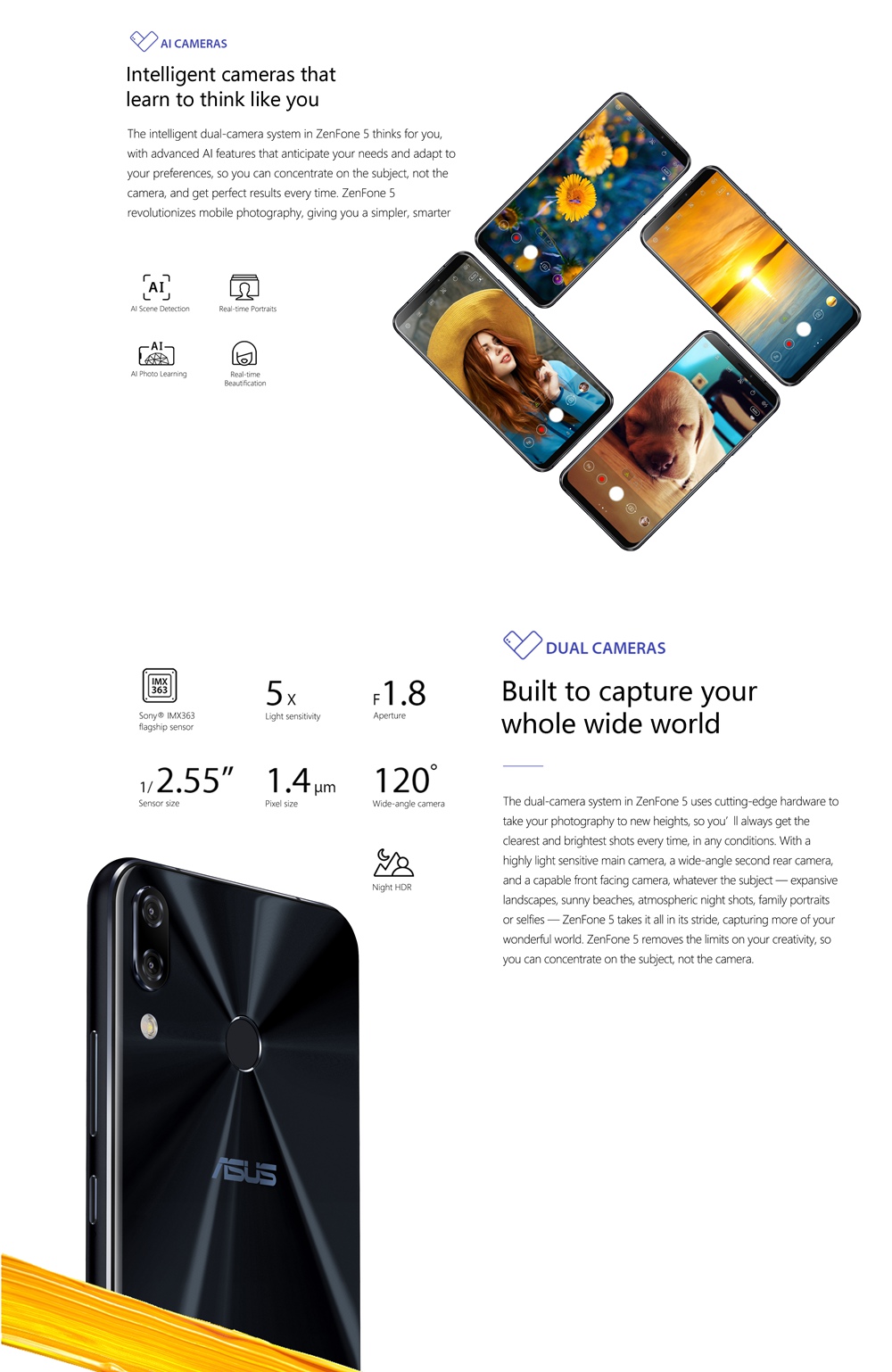 [HK Stock][Official Global Version]ASUS ZenFone 5 ZE620KL 6.2 Inch 4G LTE Smartphone Snapdragon 636 4GB 64GB 12.0MP+8.0MP Dual Rear Cameras Android Oreo Full Screen Type-C Touch ID NFC OTG - Black