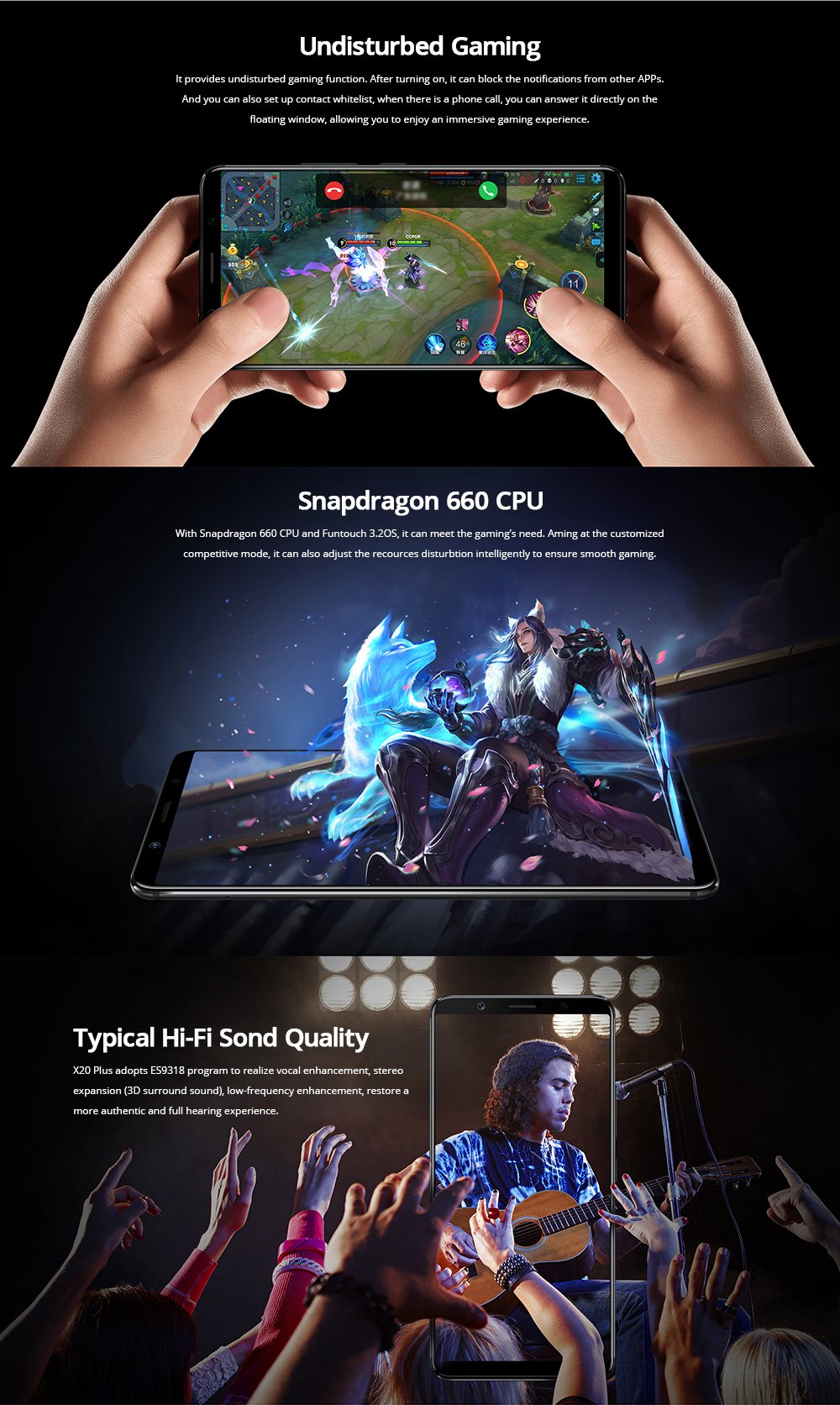[HK Stock][Official Global Version]Vivo X20 Plus 6.43 Inch Smartphone Snapdragon 660 4GB 64GB 12.0MP+5.0MP Dual Rear Cameras Android 7.1.1 - Gold