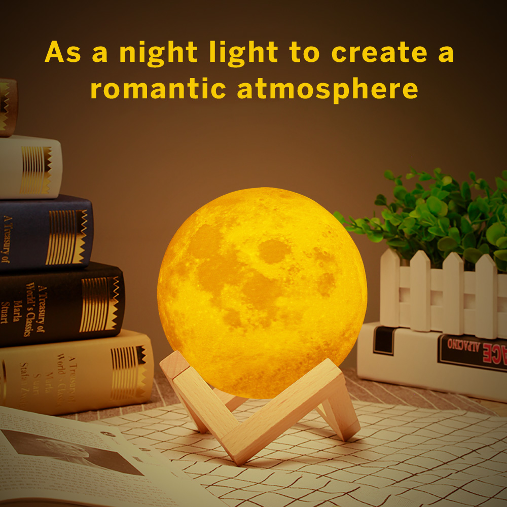 Geekbes 3D LED Moon Light  Dia.13cm Colorful Touch Control Nightlights Creative Gifts - White