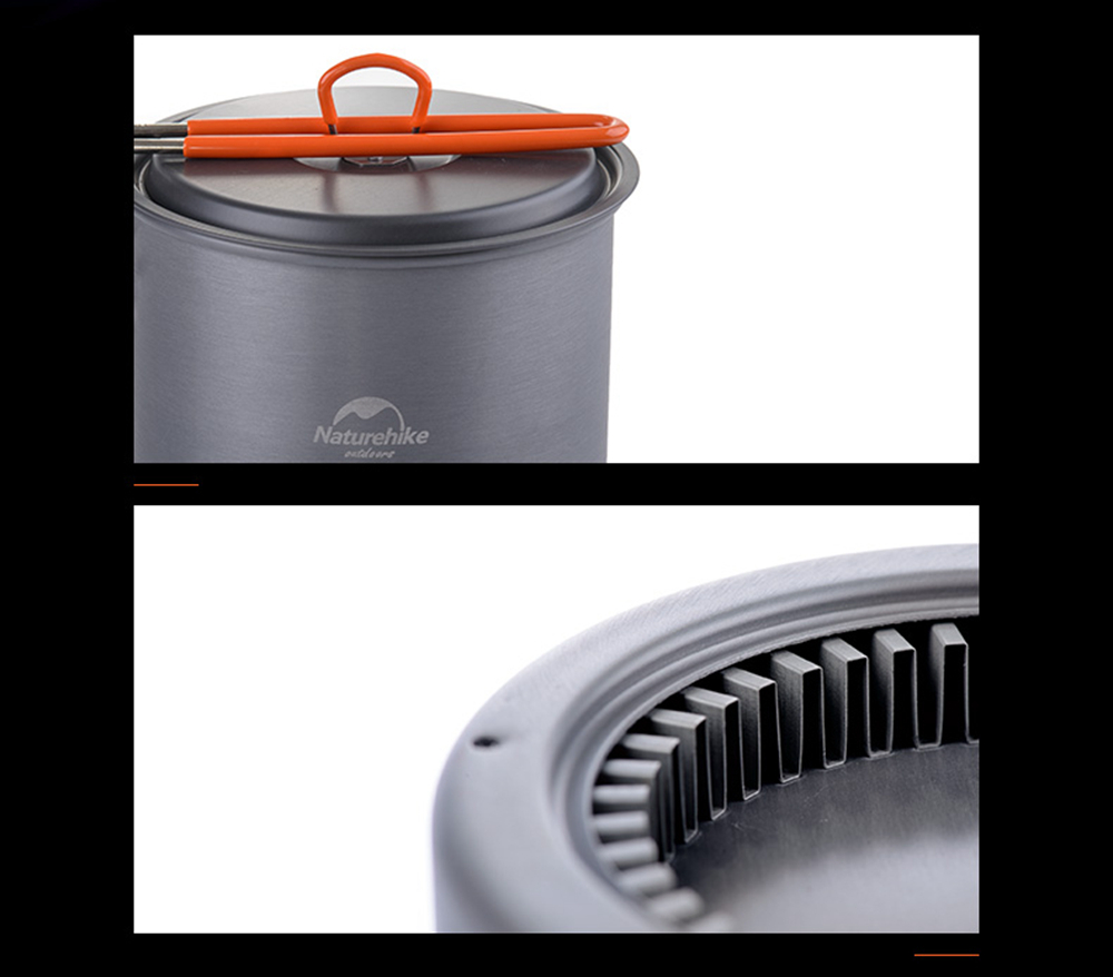 NatureHike Camping Pot Energy-saving Single Pot Outdoor Cooking Utensils Set Camping Barbecue Cutlery - Gray