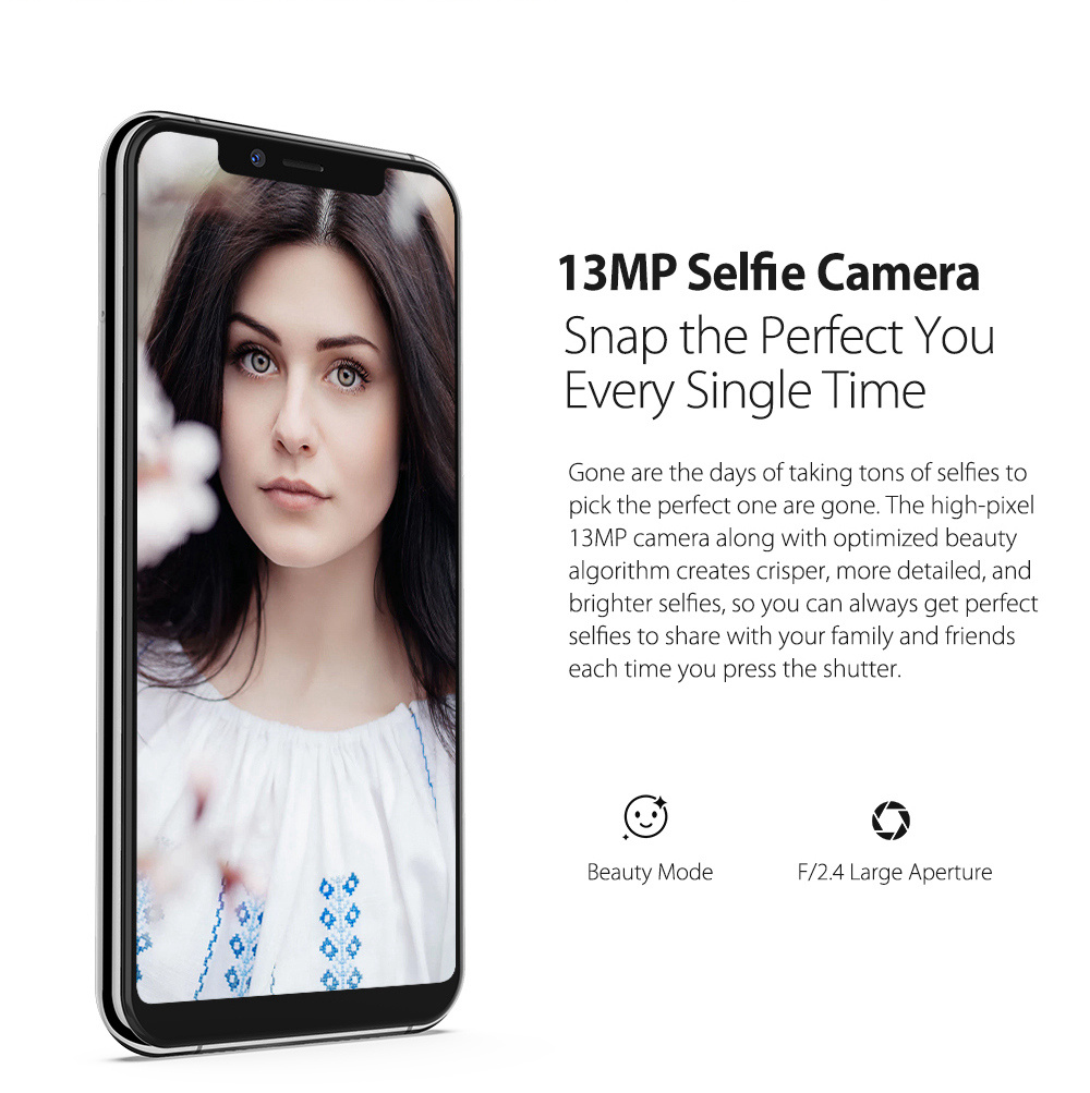 [HK Stock]Ulefone X 5.85 Inch 4G LTE Smartphone MTK6763 4GB 64GB 13.0MP+5.0MP Dual Rear Cameras Android 8.1 Face Unlock HD+ Screen - White