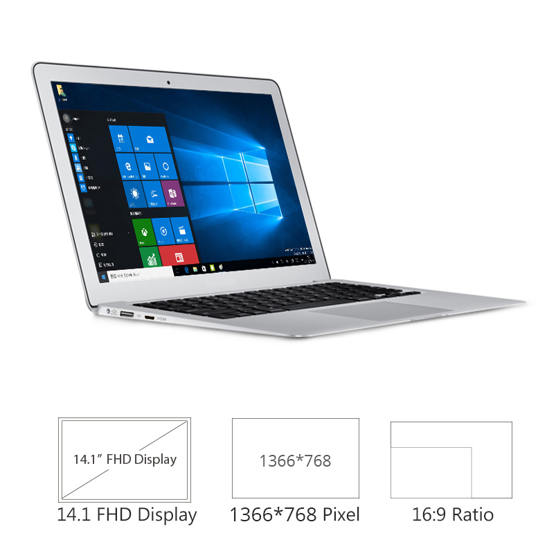 YEPO 737T Laptop Intel Cherry Trail x5-Z8350 Quad Core 1.44GHz~1.92GHz 14.1 inch Windows 10 2GB  DDR3 RAM 32GB ROM 1920*1080 - Silver