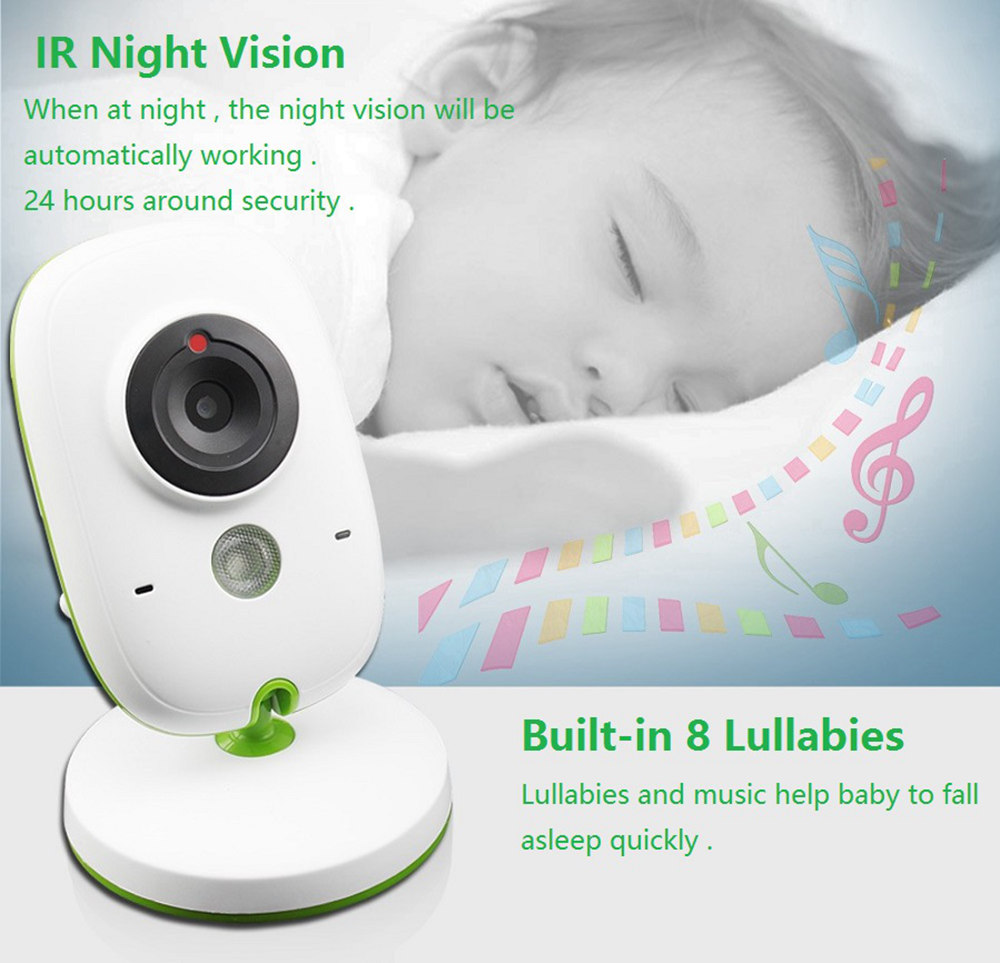 VB602 2.0 Inch Wireless Baby Monitor IR Night Vision Temperature Monitor Lullabies Intercom VOX Mode Security Camera