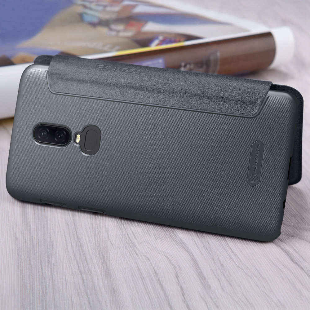 Nillkin Sparkle Series Leather Case For Oneplus 6 Protective Phone Shell - Golden