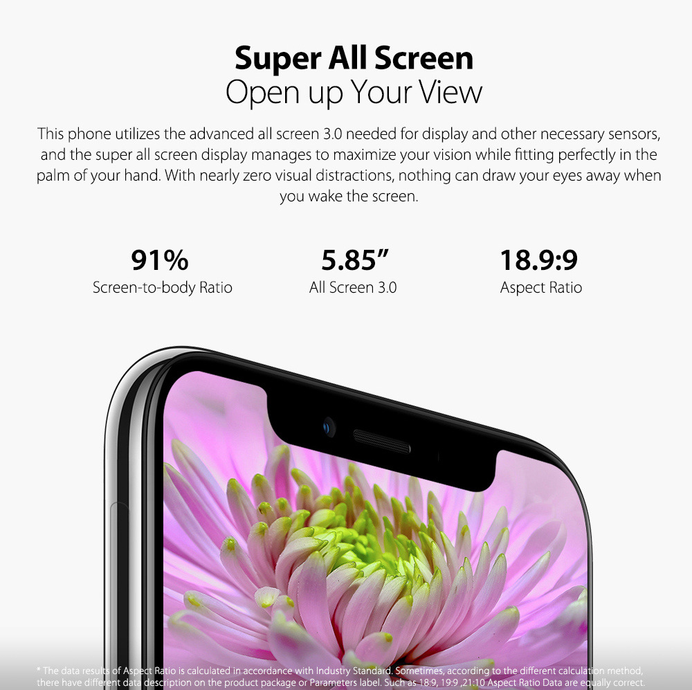 [HK Stock]Ulefone X 5.85 Inch 4G LTE Smartphone MTK6763 4GB 64GB 13.0MP+5.0MP Dual Rear Cameras Android 8.1 Face Unlock HD+ Screen - White