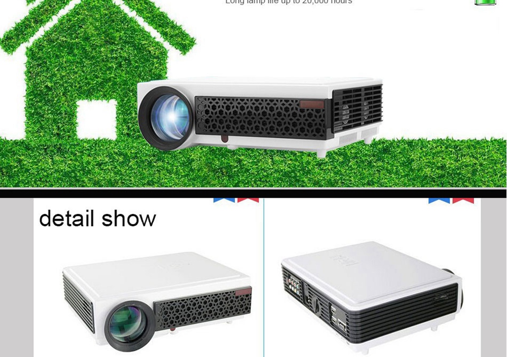 LED-96+WIFI 5.8-inch Screen Projector LCD Screen + LED light - White
