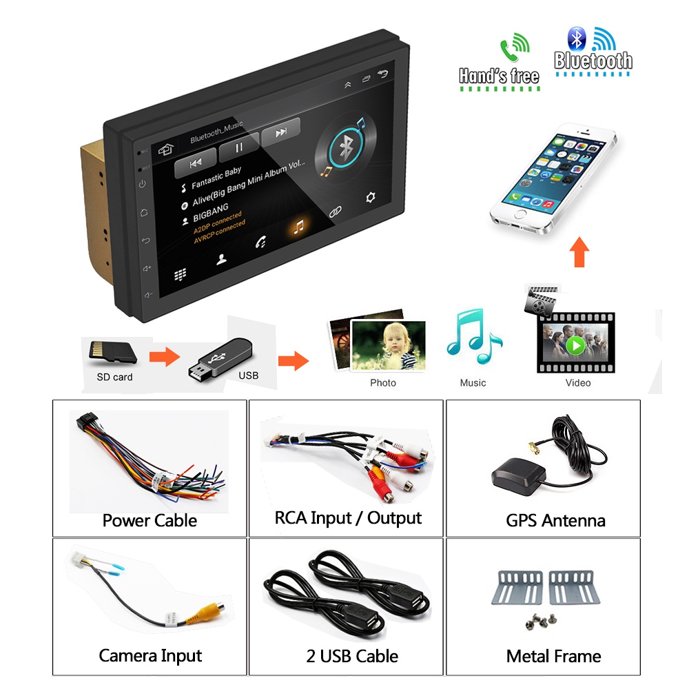 ML-CK1018 7.0 Inch 2-DIN Car Multimedia Player Bluetooth4.0 Built-in GPS Navigator FM Station WiFi Connection - Black