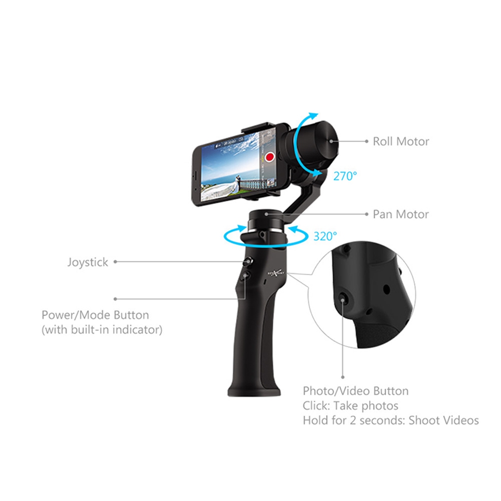 Beyondsky Eyemind 3-Axis Intelligent Handheld Gimbal for Smartphone - Black
