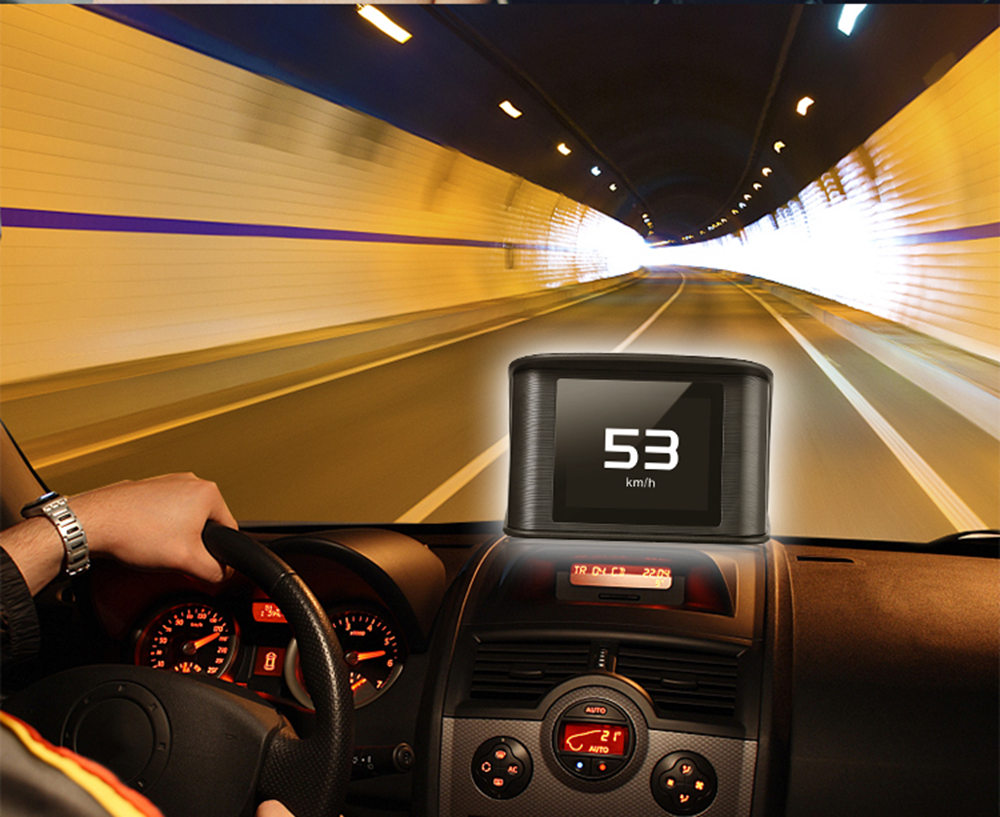 P10 2.6 Inch Universal OBDII Smart Head Up Display Car HUD Diagnostic Alarm LCD Display Speedometer Intelligent Digital Instrument - Black