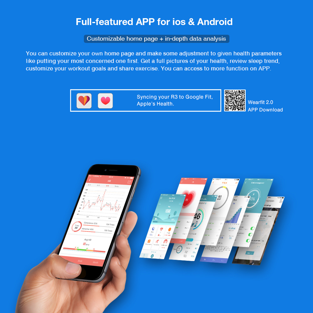 Makibes R3 Smart Bracelet Continuous Heart Rate Monitor Touchscreen IP67 Water Resistant Bluetooth Compatible With IOS Android - Black