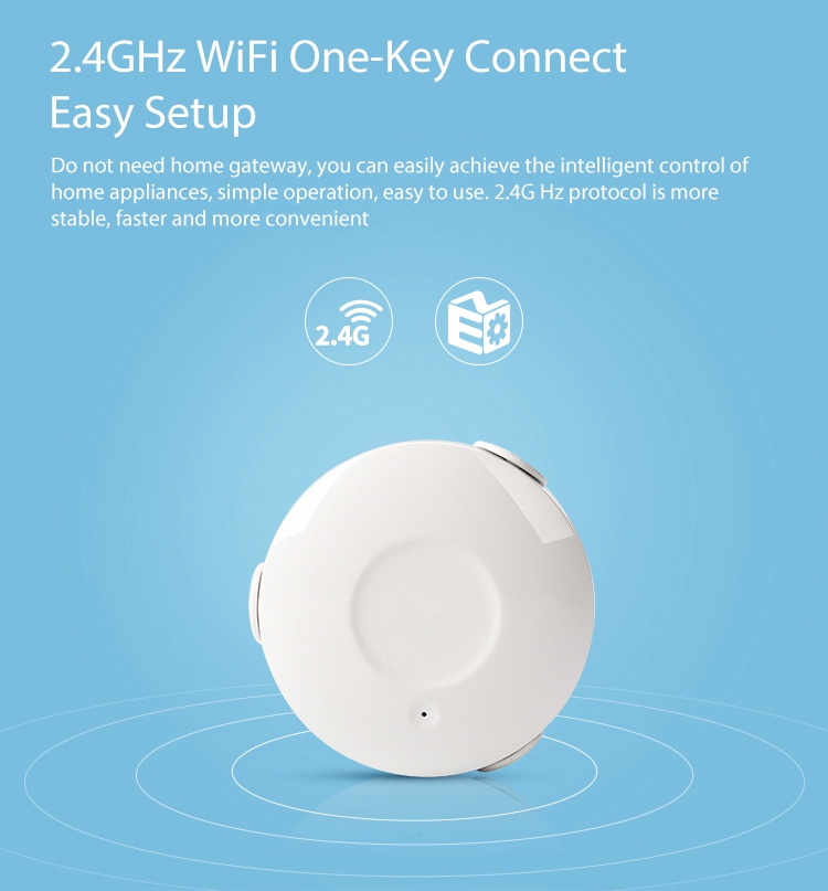 Geekbes NAS-WS02W Smart Water Flood Sensor Detect Water Leakage Wifi Replaceable Battery Waterproof APP Control - White