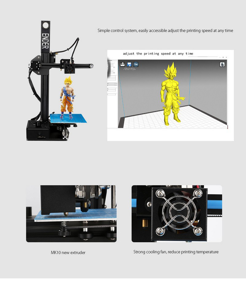 [HK Stock] CREALITY Ender-2 DIY 3D Printer Kit 1.75mm / 0.4mm Nozzle 150*150*200mm Printing Size