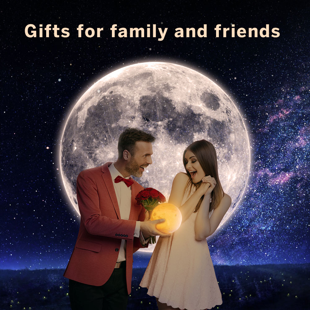Geekbes 3D LED Moon Light  Dia.13cm Colorful Touch Control Nightlights Creative Gifts - White