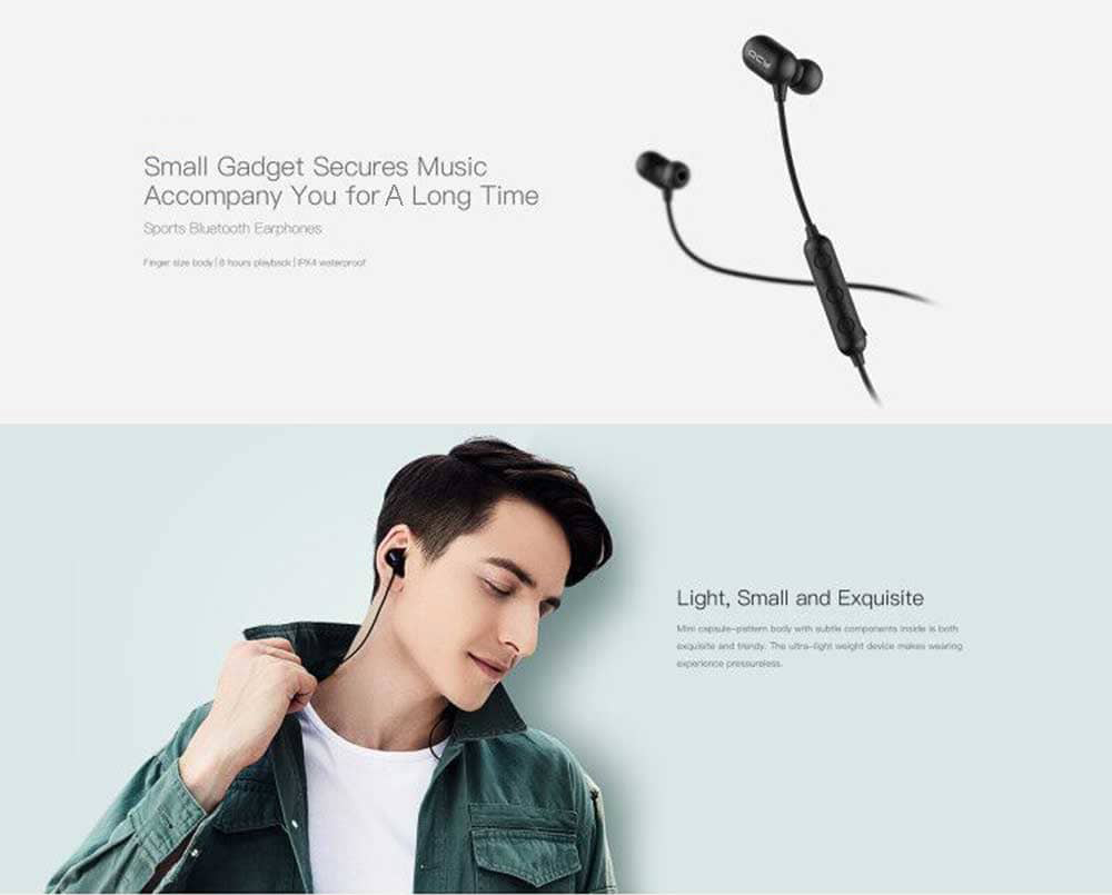 QCY S1 Mini Sweatproof Wireless Bluetooth Sport Earphones - Black