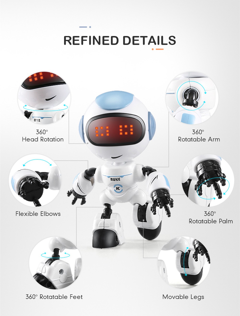 JJRC R8 LUKE Intelligent Robot Touch Response Alloy Body DIY Gesture RTR - Random Color