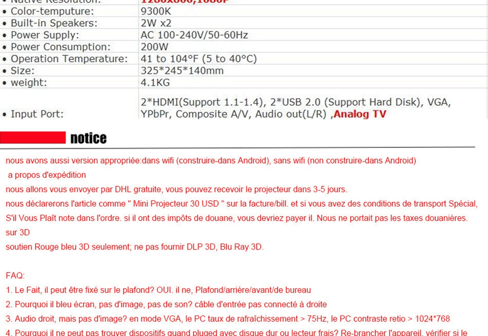 LED-96+ 5.8-inch Screen Projector LCD Screen + LED Light - White