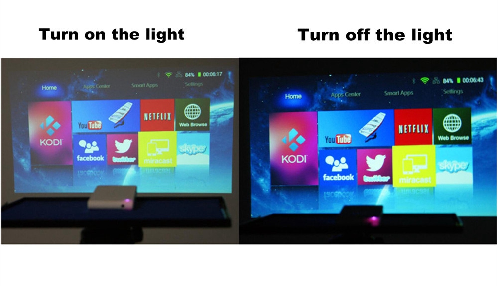 DLP-100WM Handheld Micro Projector Android 4.4 8G 2000mAH 3D DLP Technology - Black