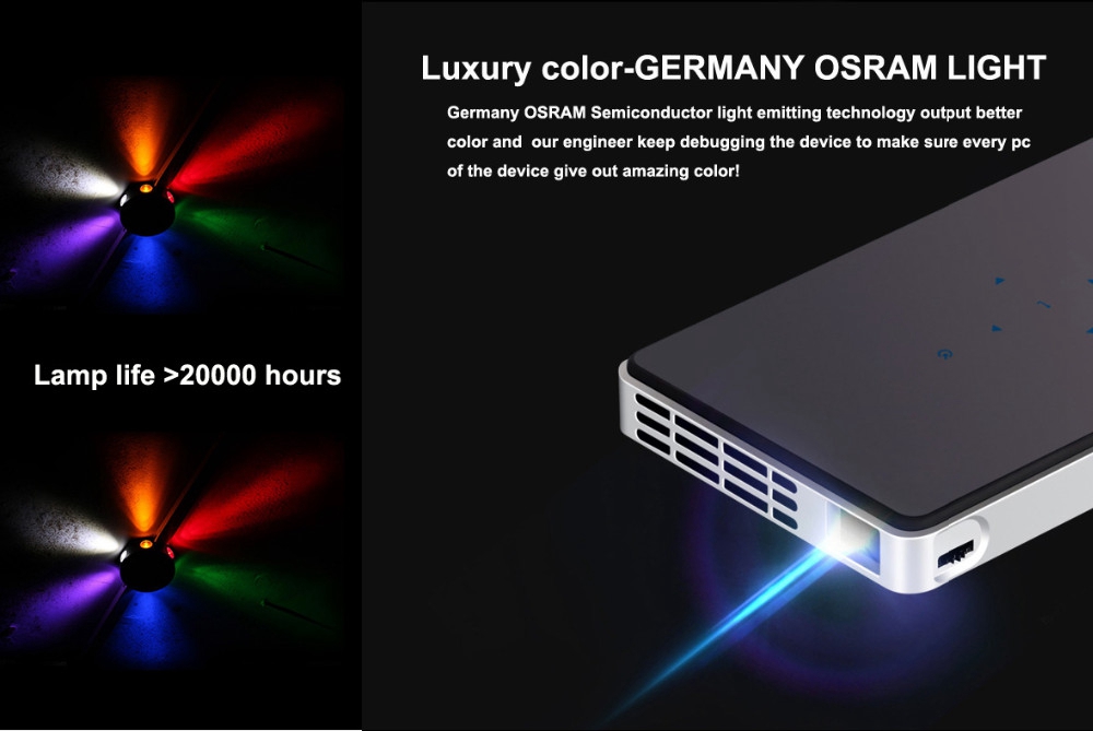 DLP-100WM Handheld Micro Projector Android 4.4 8G 2000mAH 3D DLP Technology - Black