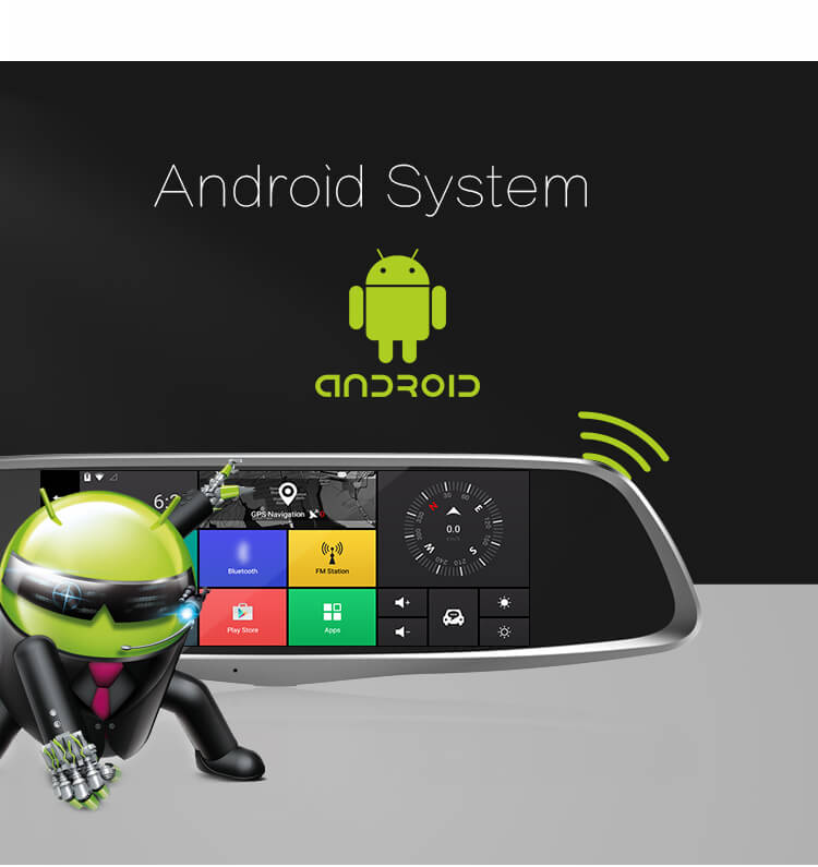 [HK Stock]CARSUITE T8 Smart Android Car Rearview Mirror Camera FHD 1080P GPS - Black