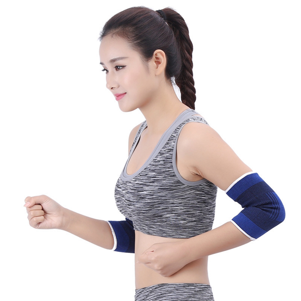 2PCS Elbow Protector Sports Health Protectors Polyester And Cotton Knitting Sports Care Warm Protective Gear - Blue