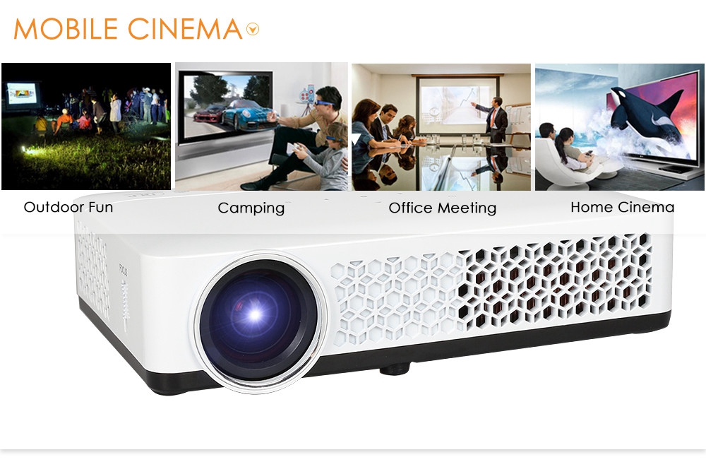 DLP800W Projector Android 4.4.4 8G RJ45 Interface - White