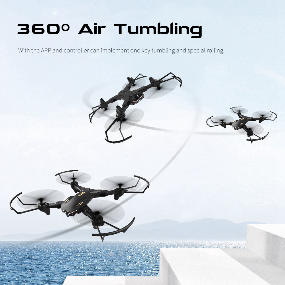 VISUO XS809S BATTLES SHARKS 720P WIFI FPV Foldable with HD Wide Angle Camera RC Quadcopter RTF Black - Two Battery