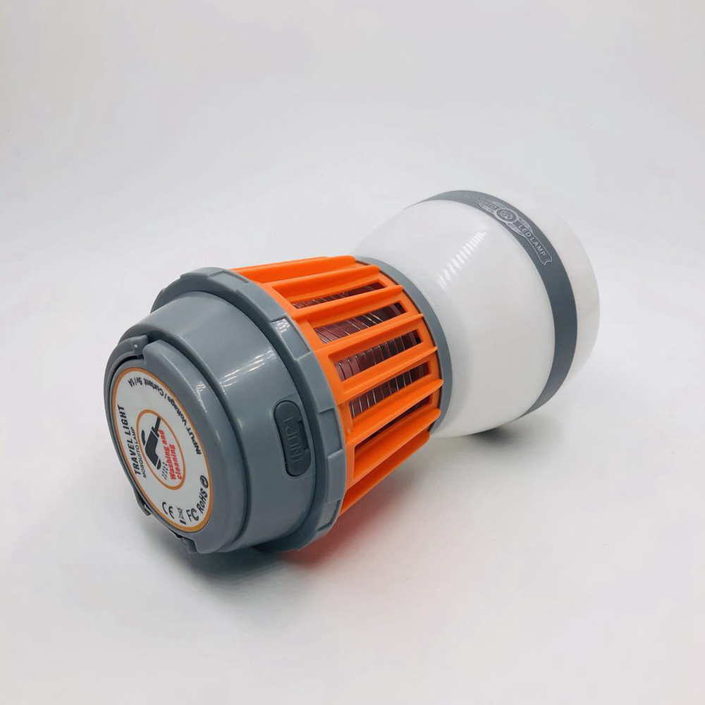 Outdoor Insect Killer Electric Shock LED Light Multifunction Camping Light Waterproof USB Charging - Orange