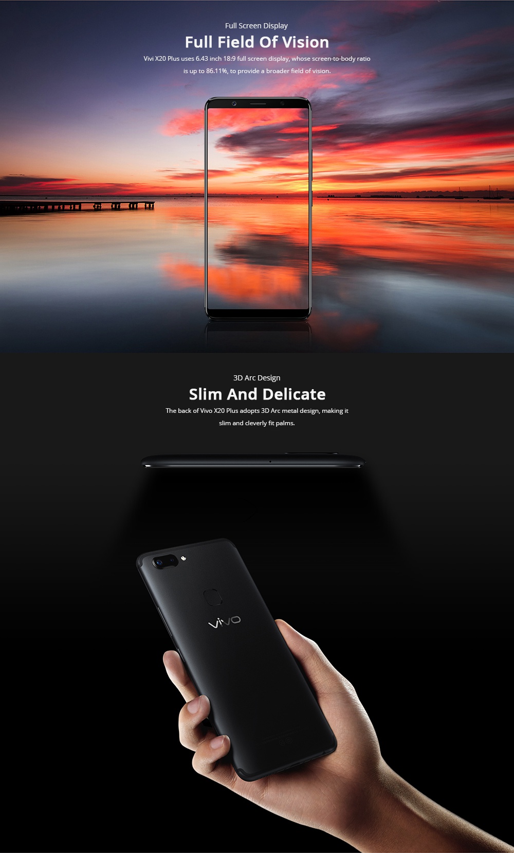 [HK Stock][Official Global Version]Vivo X20 Plus 6.43 Inch Smartphone Snapdragon 660 4GB 64GB 12.0MP+5.0MP Dual Rear Cameras Android 7.1.1 - Gold