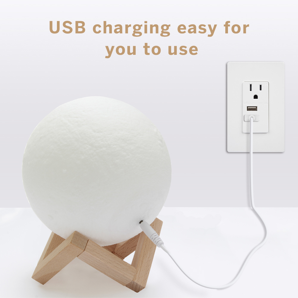Geekbes 3D LED Moon Light  Dia.13cm Colorful Touch Control Nightlights Creative Gifts - White