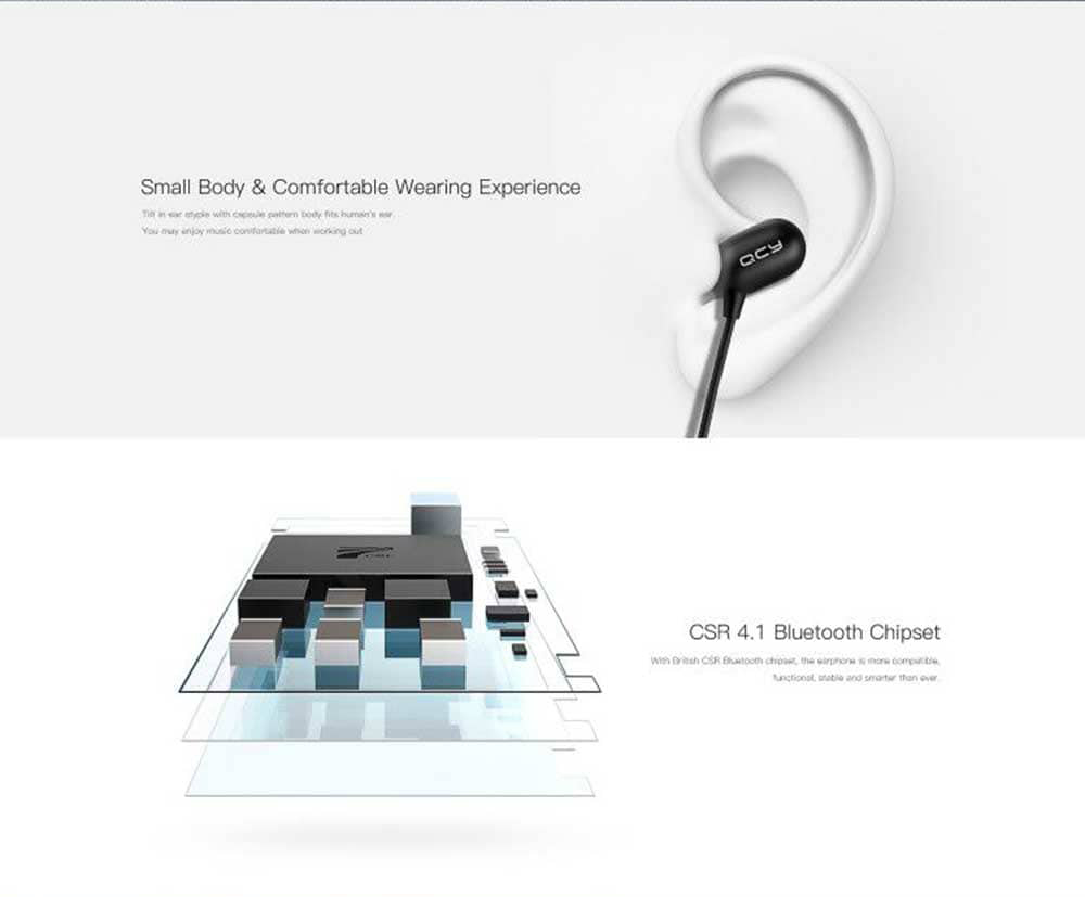QCY S1 Mini Sweatproof Wireless Bluetooth Sport Earphones - Black