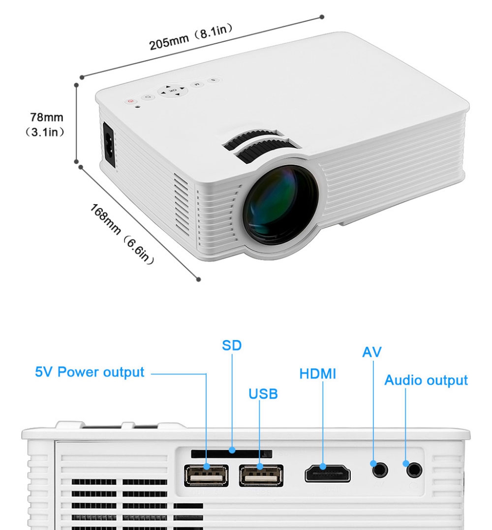 GP-9 4-inch Screen Projector LCD Screen + LED light - White