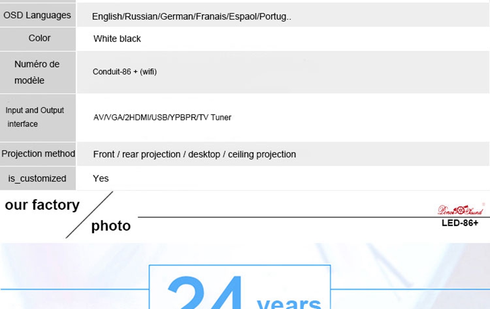 LED-86+WIFI 5.8-inch Screen Projector LCD Screen + LED light - White