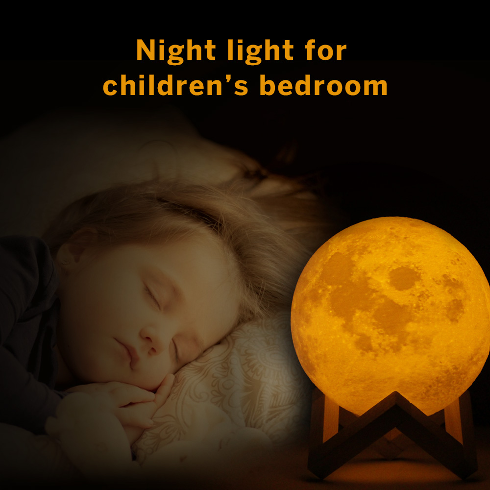 Geekbes 3D LED Moon Light  Dia.13cm Colorful Touch Control Nightlights Creative Gifts - White