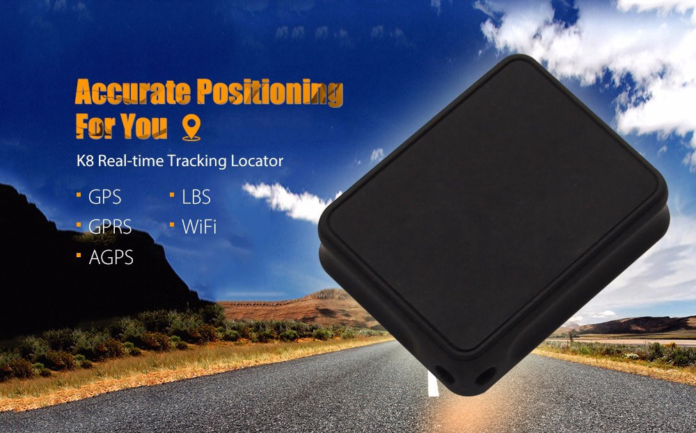 K8 Portable GPS Tracker Vibration Real-time Tracking Locator Strong Magnet Geo-fence Alarm Historical Track Query - Black