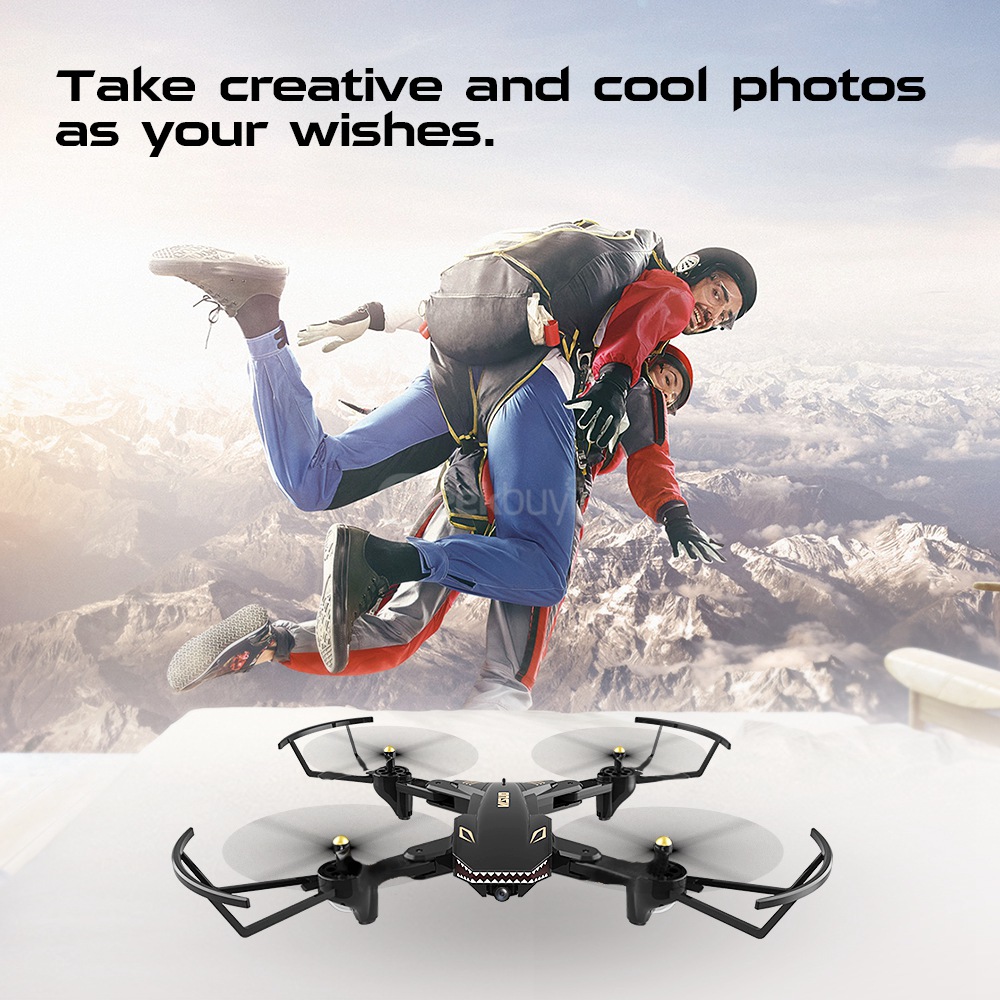 VISUO XS809S BATTLES SHARKS 720P WIFI FPV Wide Angle Camera Foldable RC Quadcopter RTF - Black