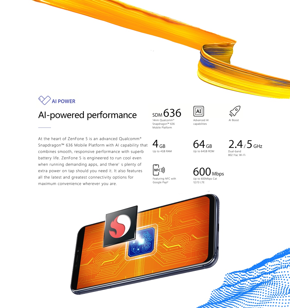 [HK Stock][Official Global Version]ASUS ZenFone 5 ZE620KL 6.2 Inch 4G LTE Smartphone Snapdragon 636 4GB 64GB 12.0MP+8.0MP Dual Rear Cameras Android Oreo Full Screen Type-C Touch ID NFC OTG - Black