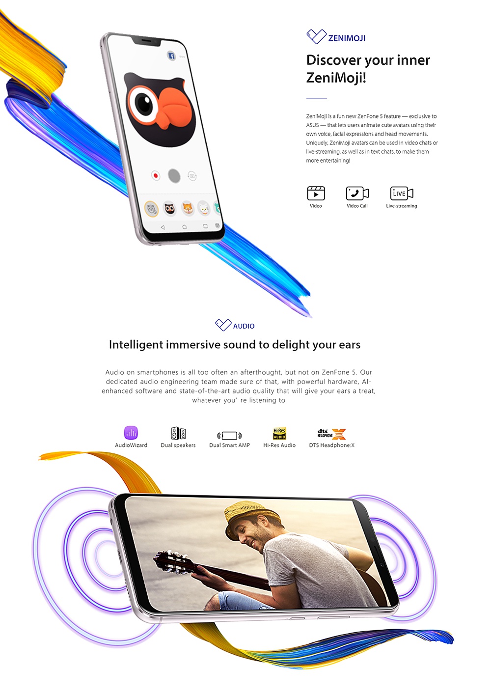 [HK Stock][Official Global Version]ASUS ZenFone 5 ZE620KL 6.2 Inch 4G LTE Smartphone Snapdragon 636 4GB 64GB 12.0MP+8.0MP Dual Rear Cameras Android Oreo Full Screen Type-C Touch ID NFC OTG - Black