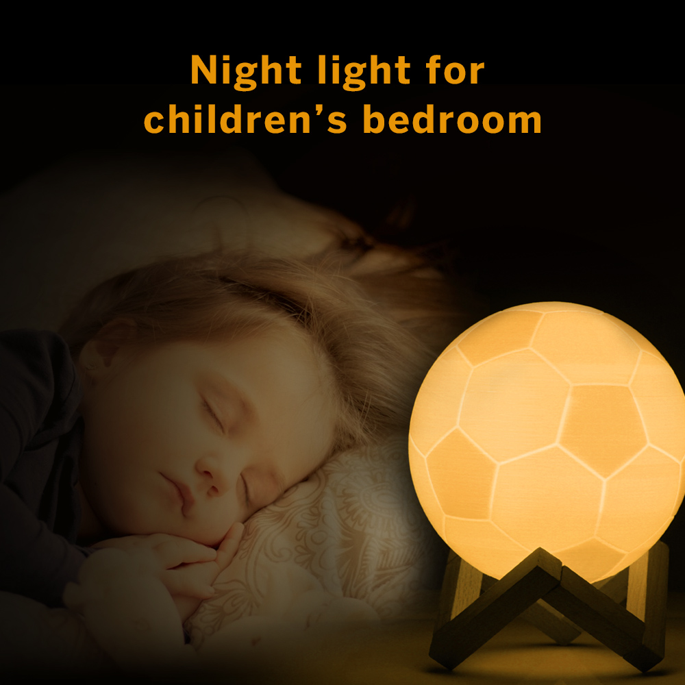 Geekbes 3D LED Soccer Light 15cm Colorful Hit Control World Cup Souvenirs Night Lights - White