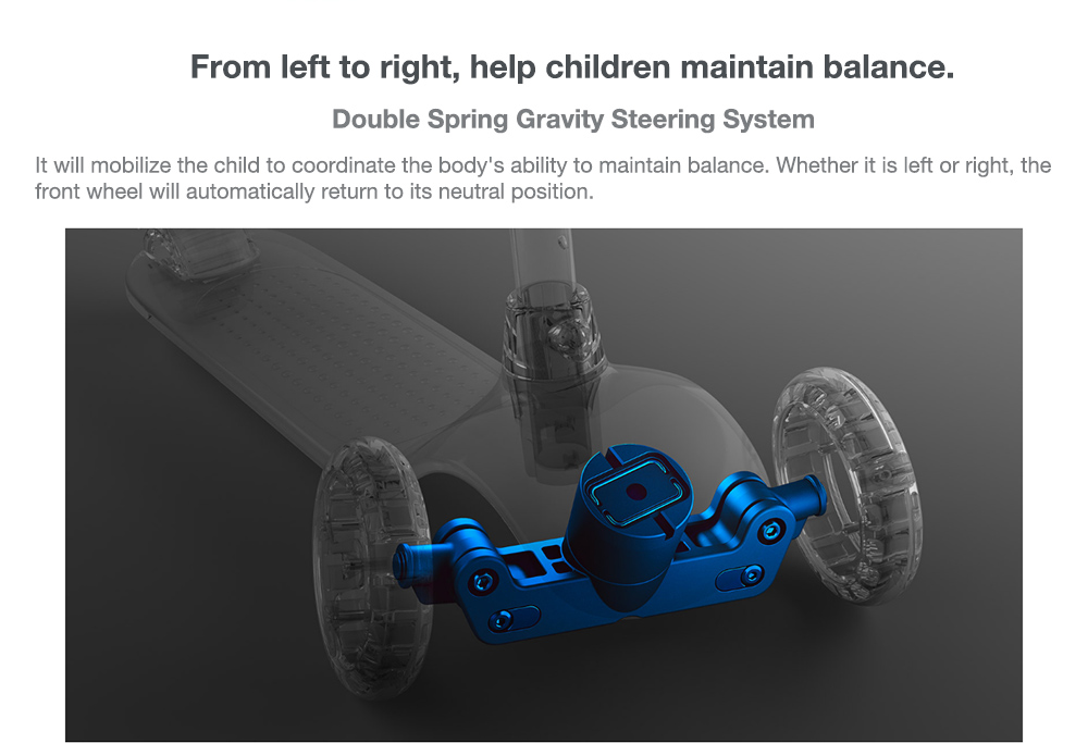 Xiaomi Mitu Kids 3 Wheels Scooter Multiple Security Protection Double Spring Gravity Steering System For Children 3 To 6 Years Old - Yellow