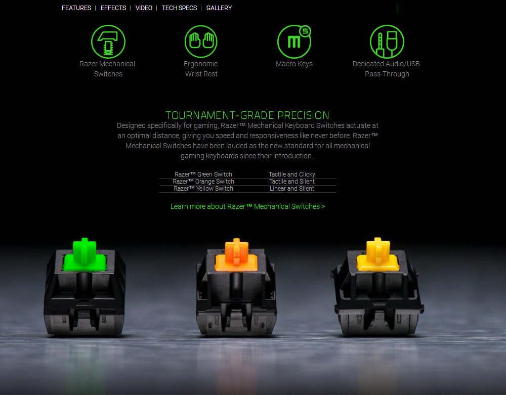 [HK Stock] Razer BlackWidow Chroma V2 104 Keys RGB Wired Mechanical Keyboard Ergonomic Wrist Rest Tactile Razer Green Switches 104 Keys US Layout - Black