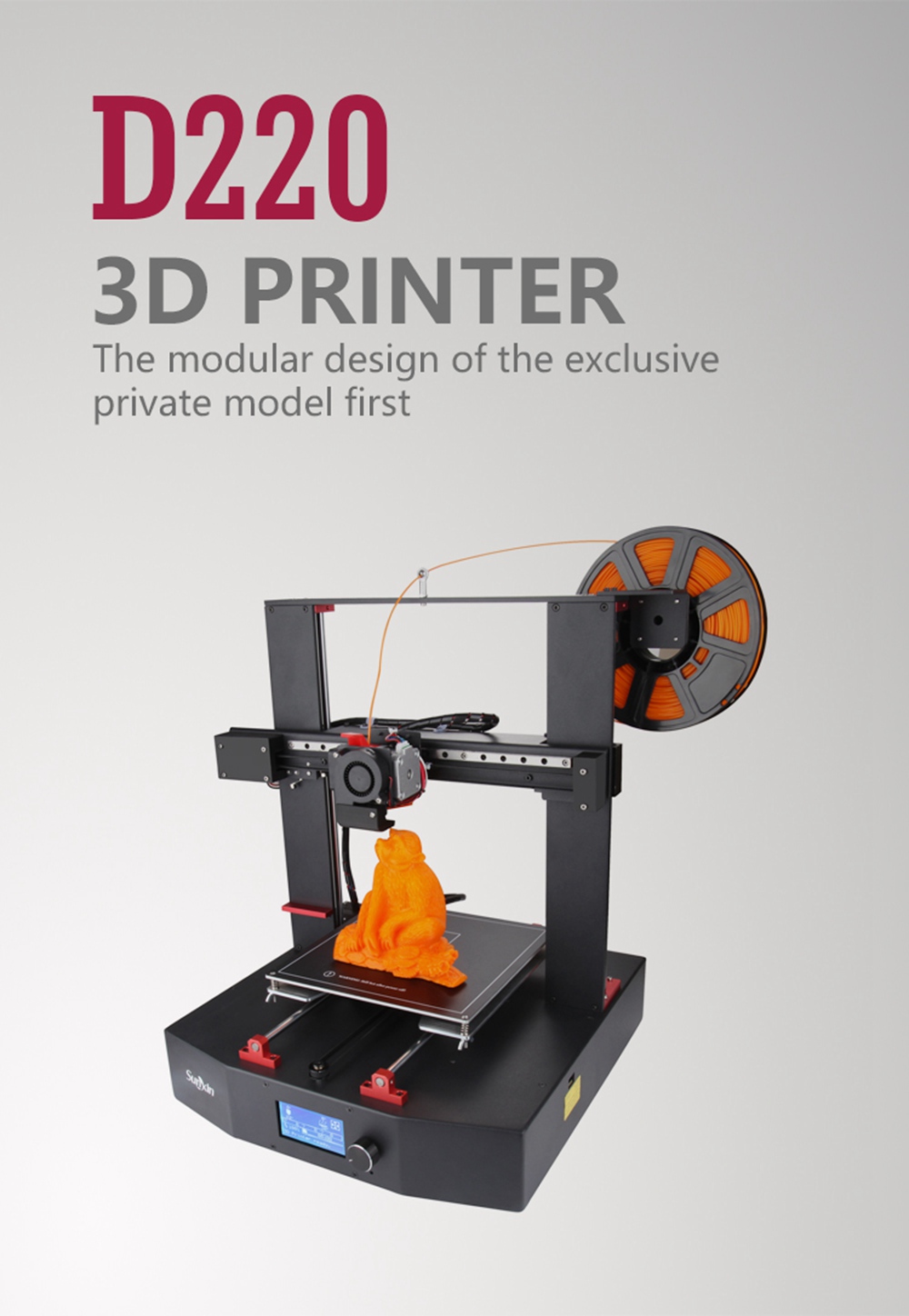 SUNKIN D220 Cloud-based DIY FDM 3D Printer 220*220*250mm - Black US Plug