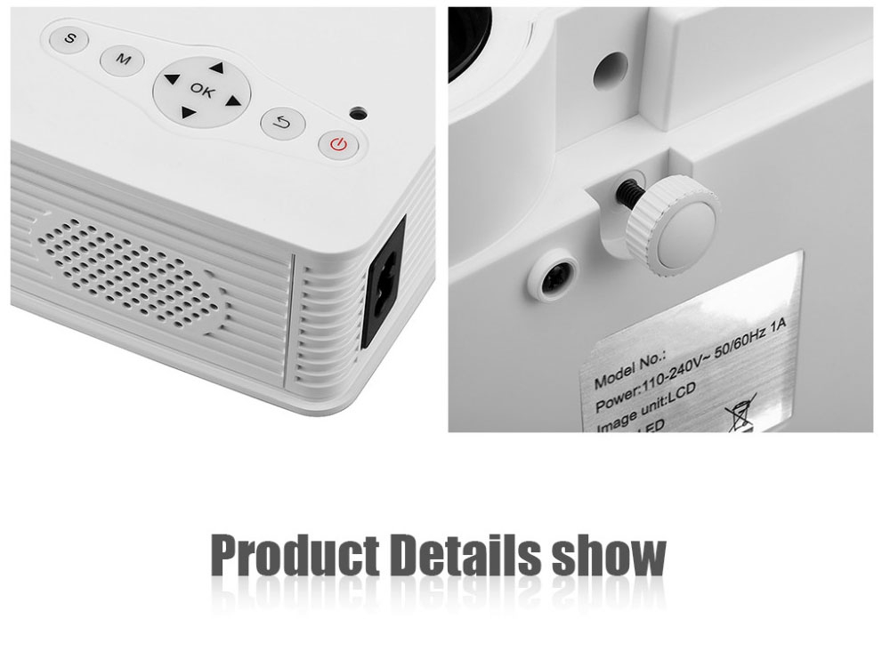 GP-9 4-inch Screen Projector LCD Screen + LED light - White