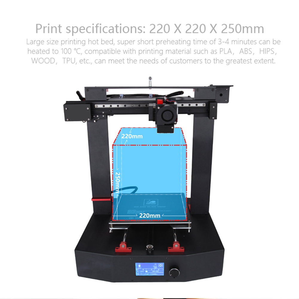 SUNKIN D220 Cloud-based DIY FDM 3D Printer 220*220*250mm - Black US Plug