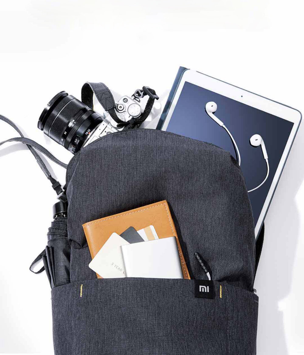 Xiaomi Small Backpack Level 4 Waterproof 10L Capacity Lightweight Burden YKK Zipper - Black