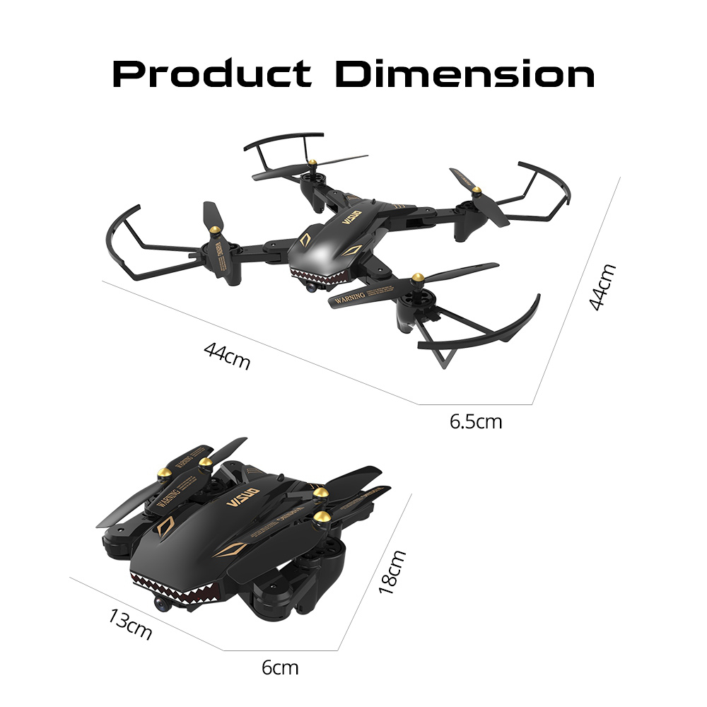 VISUO XS809S BATTLES SHARKS 720P WIFI FPV Foldable with HD Wide Angle Camera RC Quadcopter RTF Black - Two Battery
