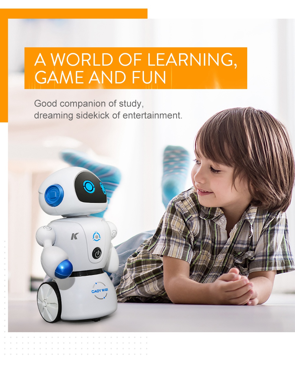 JJRC R6 CADY WIGI RC Robot Path Tracking Intelligent Programming with Light RTR - Orange