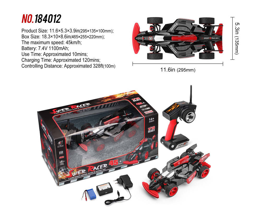 WLtoys 184012 1:18 2.4G 4WD Brushed High Speed Racing RC Car RTR
