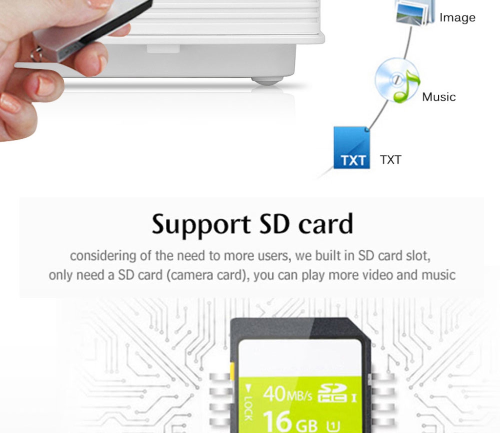 GP-9 4-inch Screen Projector LCD Screen + LED light - White