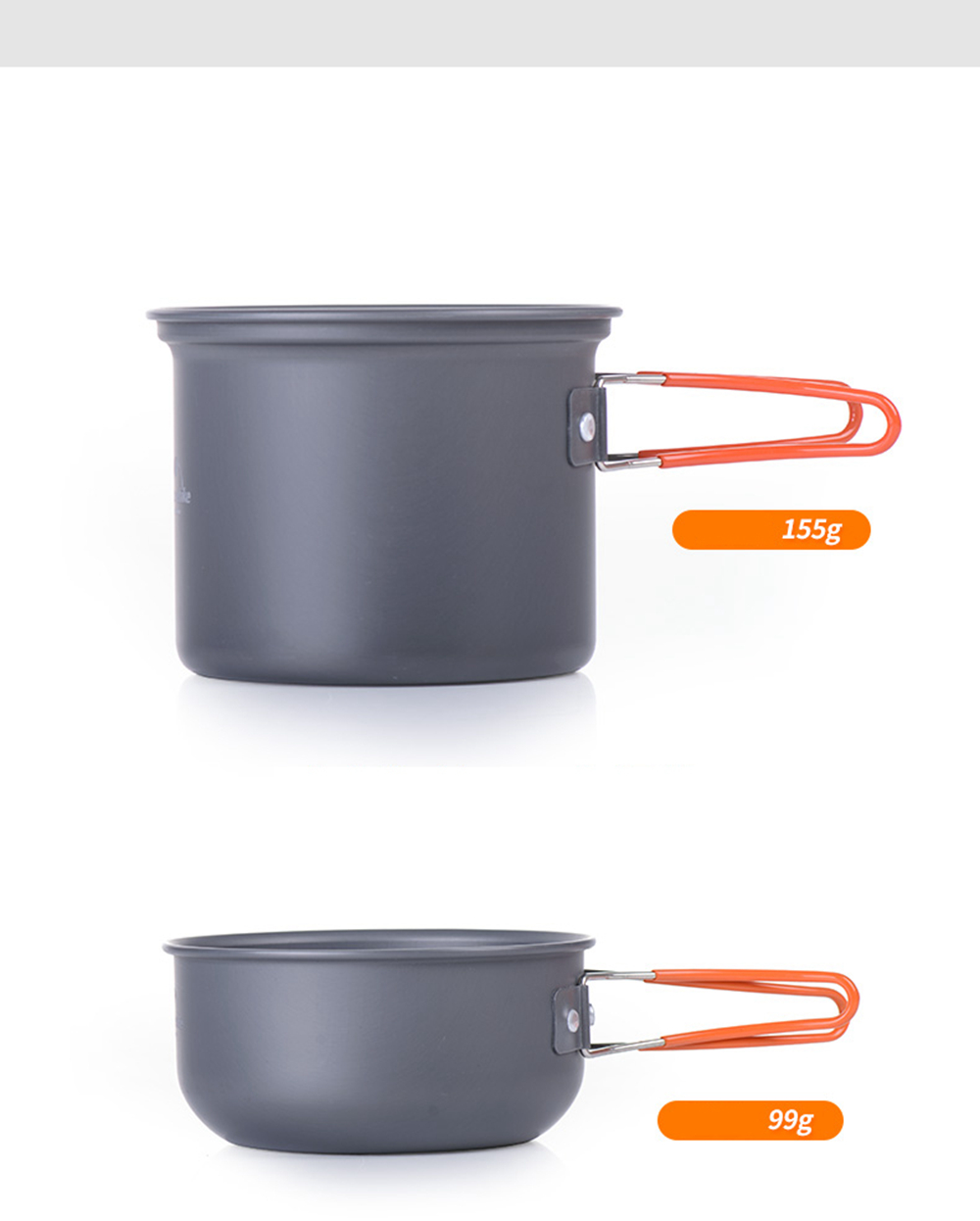 NatureHike Outdoor Utensil Portable Picnic Pot Set Light Weight For 2-3 Persons Picnic Barbecue Outdoor Camping - Gray