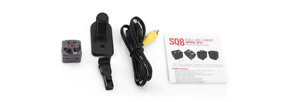 SQ8 Mini Car Video Recorder HD Sports DV Camera 1080P Night Vision Car DVR Loop-cycle Recording Motion Detection - Black